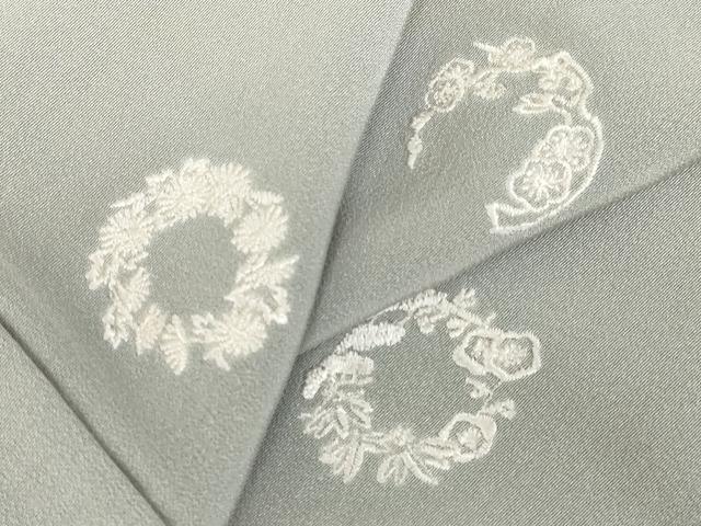 平和屋着物●上質な小紋 総刺繍 花丸文 暈し染め 正絹 逸品 DABI5294op