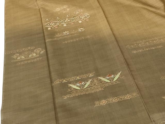 平和屋着物●本場染大島紬 訪問着 竹屋町刺繍 横段花文 暈し染め 金彩 正絹 逸品 未使用 DABI5304op