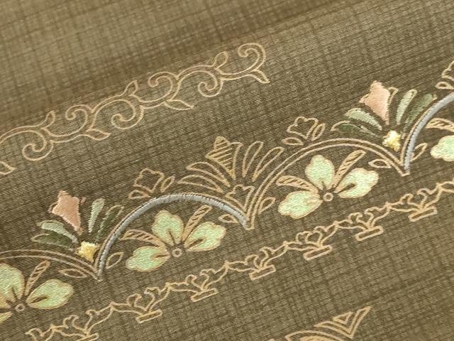 平和屋着物●本場染大島紬 訪問着 竹屋町刺繍 横段花文 暈し染め 金彩 正絹 逸品 未使用 DABI5304op