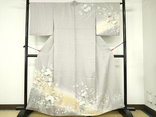 平和屋着物●訪問着 草花 暈し染め 金銀彩 正絹 逸品 DABI5305op