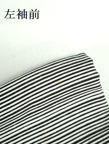 平和屋着物●上質な小紋 縞 黒地 正絹 逸品 DABI5312op