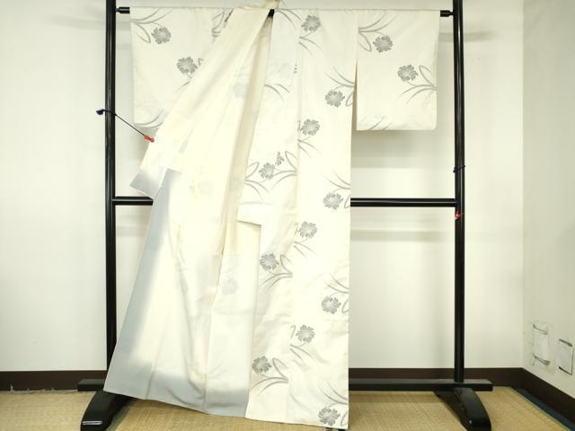 平和屋着物●本場大島紬 白大島 9マルキ 地空き 更紗花文 正絹 逸品 DABI5320op