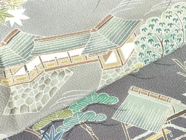 平和屋着物●訪問着 作家物 千歳橋 風景花松文 暈し染め 鬼しぼ縮緬 正絹 逸品 DABI5324op