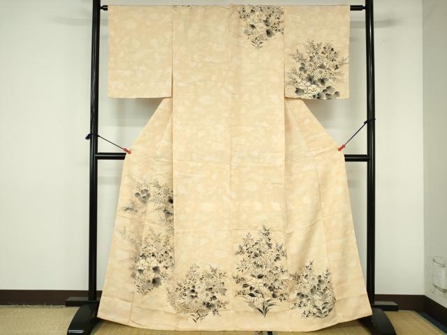 平和屋着物▼訪問着 手描き 草花 正絹 逸品 DABI5344op