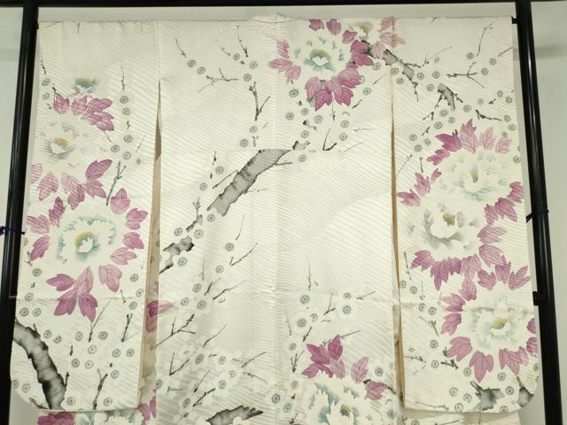 平和屋着物▼豪華振袖 駒刺繍 手描き 牡丹 枝梅 正絹 逸品 DABI5361op