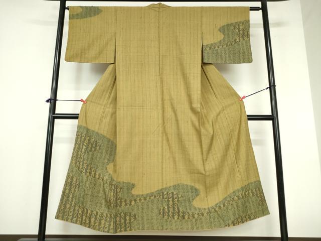 平和屋着物●訪問着 生紬 霞花文 正絹 逸品 DABI5366op