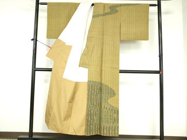 平和屋着物●訪問着 生紬 霞花文 正絹 逸品 DABI5366op