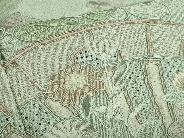 平和屋着物●中国三大刺繍 スワトウ刺繍 汕頭刺繍 総刺繍 訪問着 片輪車花文 正絹 逸品 DABI5368op