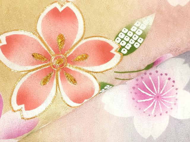 平和屋着物●豪華振袖 駒刺繍 舞桜 暈し染め 正絹 逸品 DABI5372op
