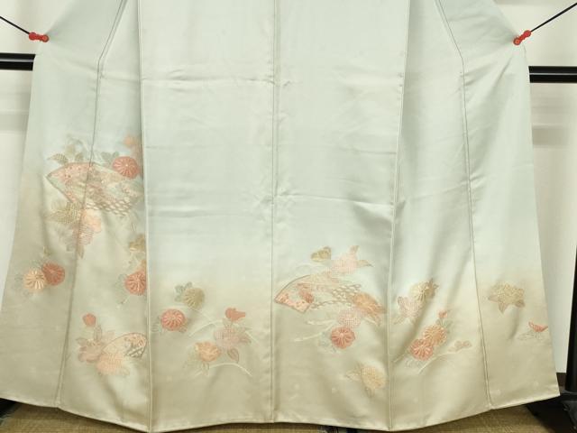 平和屋着物●中国三大刺繍 スワトウ刺繍 汕頭刺繍 相良刺繍 総刺繍 訪問着 地紙花文 暈し染め 正絹 逸品 DABI5375op