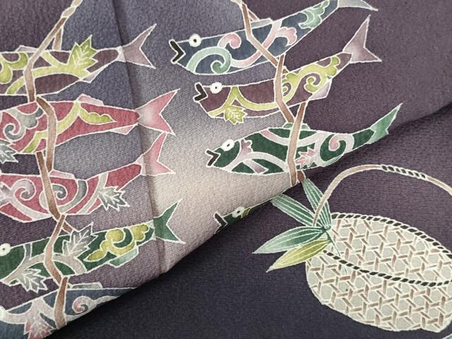 平和屋着物●訪問着 友禅 作家物 魚 暈し染め 正絹 逸品 DABI5394op
