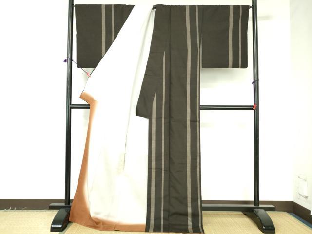 平和屋着物●本場大島紬 7マルキ 間道 ロング丈 正絹 逸品 DABI5397op