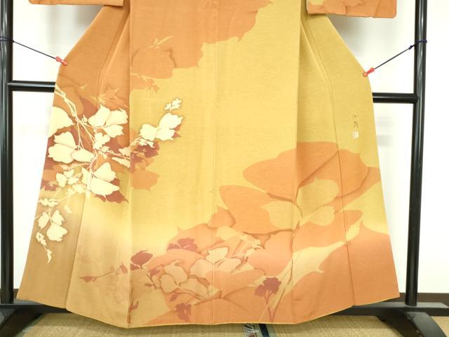 平和屋着物●京の匠日展作家 丹下雄介 訪問着 枝葉文 シルエット 暈し染め やまと誂製 正絹 逸品 DABI5401op