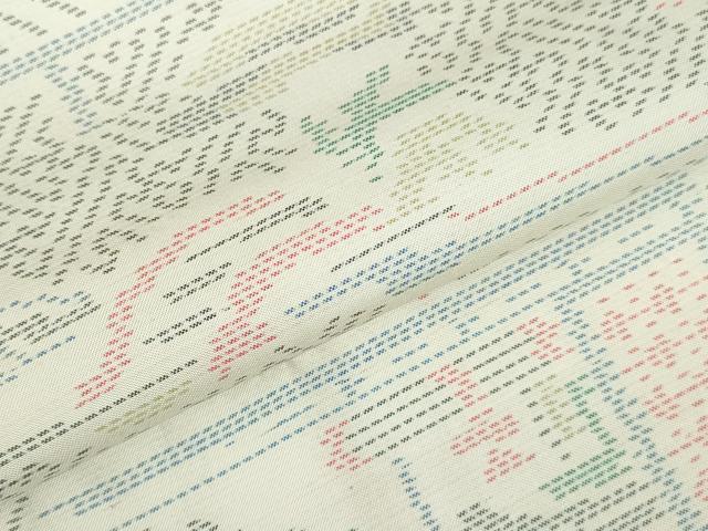 平和屋着物●本場大島紬 白大島 風景文 正絹 逸品 未使用 DABI5403op