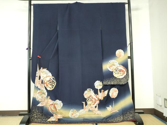 平和屋着物●豪華振袖 駒刺繍 鳳凰花松文 暈し染め 金彩 正絹 逸品 DABI5407op