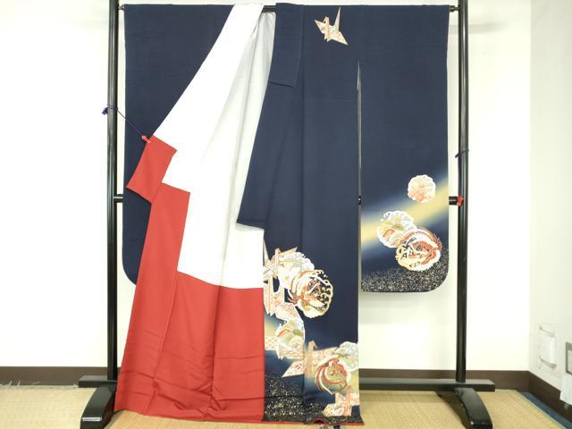 平和屋着物●豪華振袖 駒刺繍 鳳凰花松文 暈し染め 金彩 正絹 逸品 DABI5407op