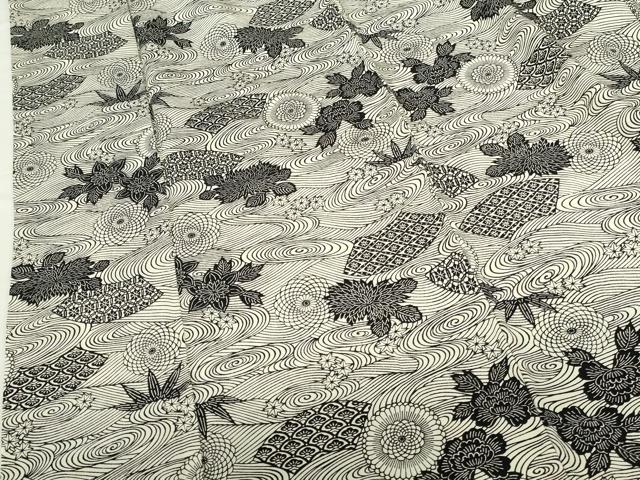 平和屋着物●人間国宝 南部芳松 突彫り 小紋 型染 流水花文 正絹 逸品 DABI5413op