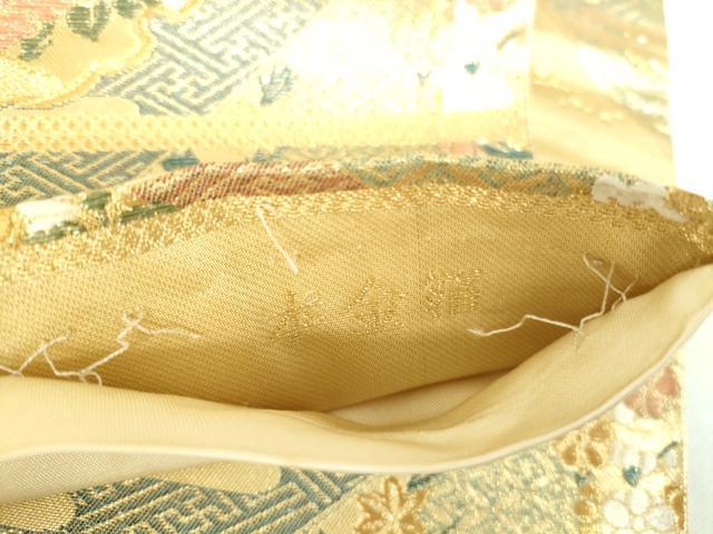 平和屋本店▼六通柄袋帯 唐織 雪輪飛鶴花文 本金箔 正絹 逸品 DABI5416op