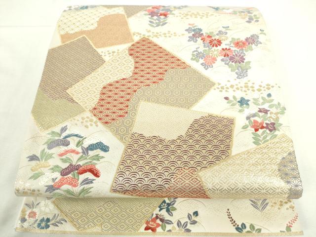 平和屋本店▼六通柄袋帯 唐織 四君子 純金箔 正絹 逸品 DABI5417op