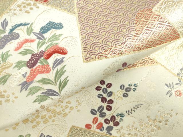 平和屋本店▼六通柄袋帯 唐織 四君子 純金箔 正絹 逸品 DABI5417op