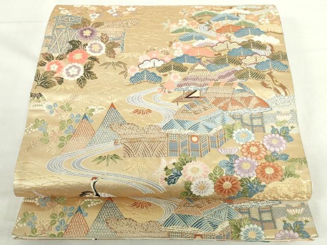 平和屋本店▼六通柄袋帯 唐織 松寿秀花文 本金糸 正絹 逸品 DABI5420op