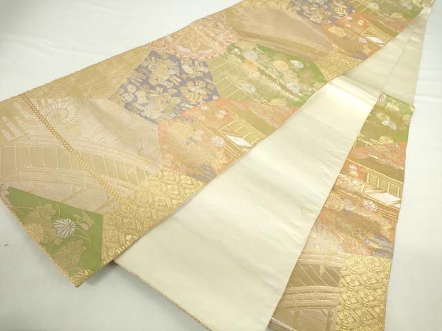 平和屋本店▼六通柄袋帯 裂取蒔絵文 手織二重箔 純金箔 正絹 逸品 DABI5425op