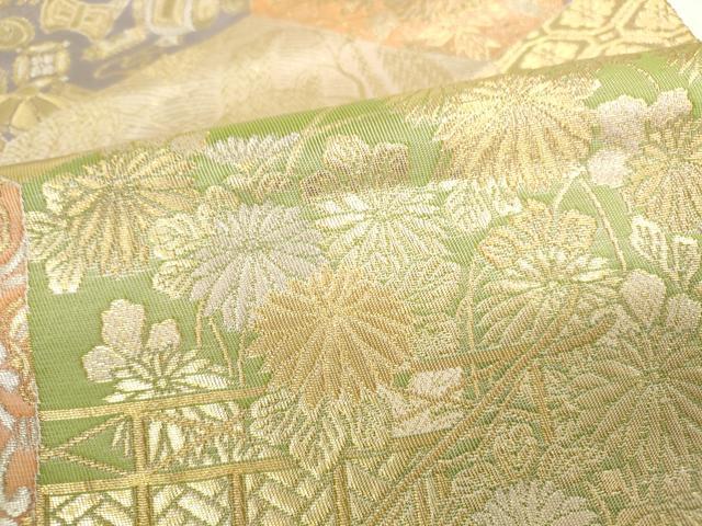平和屋本店▼六通柄袋帯 裂取蒔絵文 手織二重箔 純金箔 正絹 逸品 DABI5425op