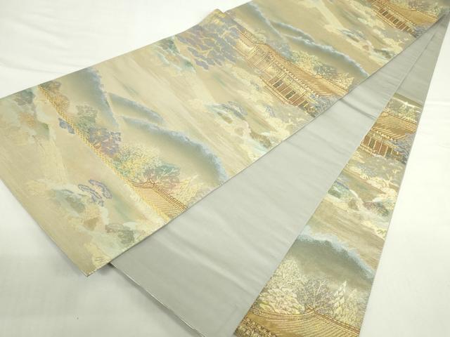 平和屋本店▼六通柄袋帯 天竜寺庭園 古都名園集 本金箔入 正絹 逸品 DABI5426op