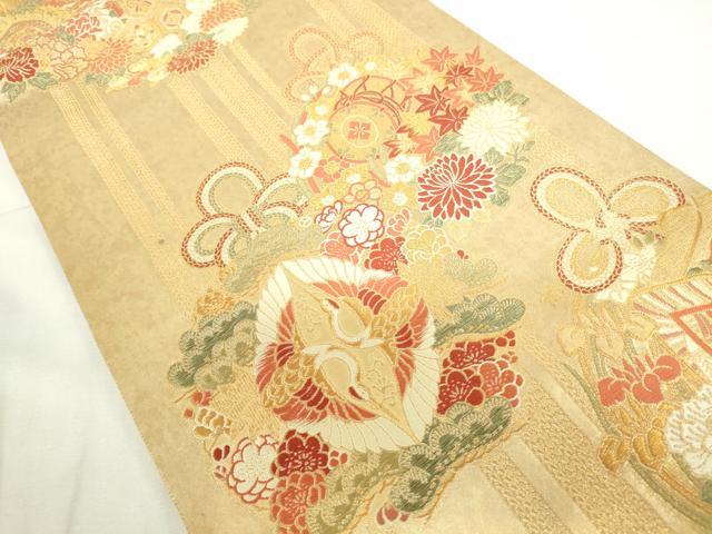 平和屋本店▼六通柄袋帯 唐織 薬玉九重招福寺 本金箔綾錦 正絹 逸品 DABI5429op