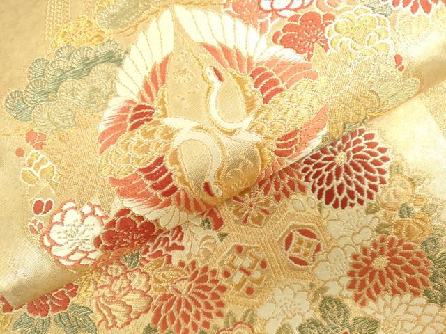 平和屋本店▼六通柄袋帯 唐織 薬玉九重招福寺 本金箔綾錦 正絹 逸品 DABI5429op