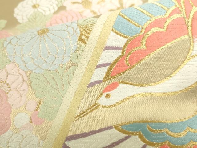 平和屋本店▼六通柄袋帯 唐織 双鶴花文 純金箔 正絹 逸品 DABI5435op