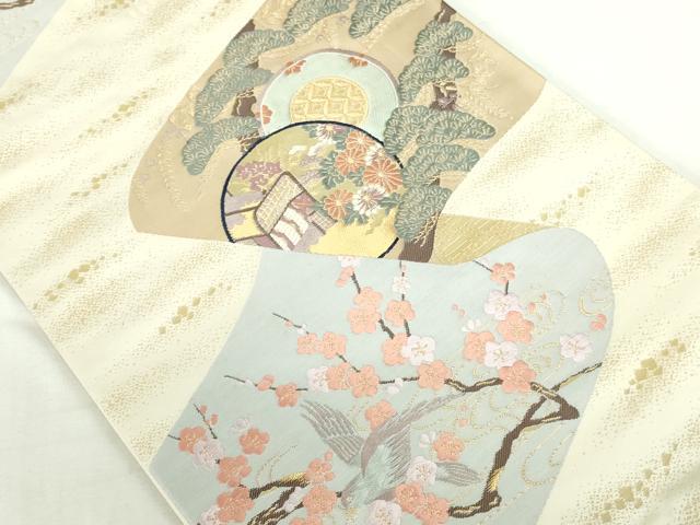 平和屋本店▼六通柄袋帯 唐織 王朝絵巻之図 24純金箔 正絹 逸品 DABI5459op
