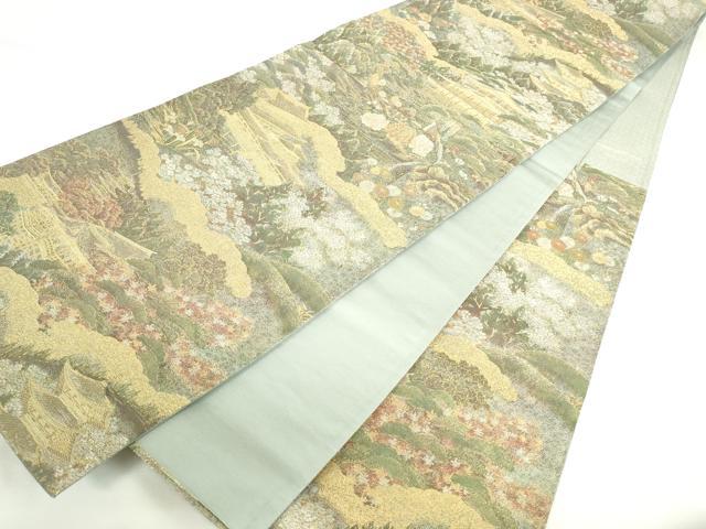 平和屋本店▼六通柄袋帯 京洛花名所 本金箔 正絹 逸品 DABI5464op