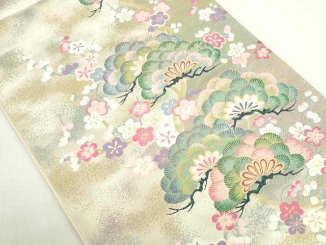 平和屋本店▼六通柄袋帯 唐織 梅松文 純金箔 正絹 逸品 DABI5486op