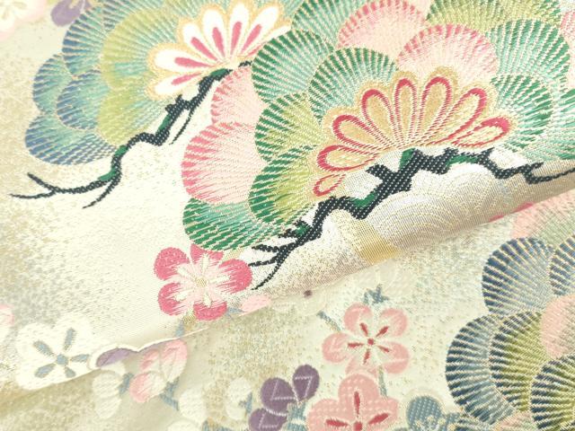 平和屋本店▼六通柄袋帯 唐織 梅松文 純金箔 正絹 逸品 DABI5486op