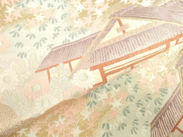 平和屋本店▼六通柄袋帯 唐織 京乃里大原 本金箔二重織 正絹 逸品 DABI5489op