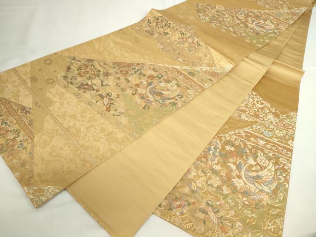 平和屋本店▼六通柄袋帯 鳳凰花文 本金箔 正絹 逸品 DABI5494op