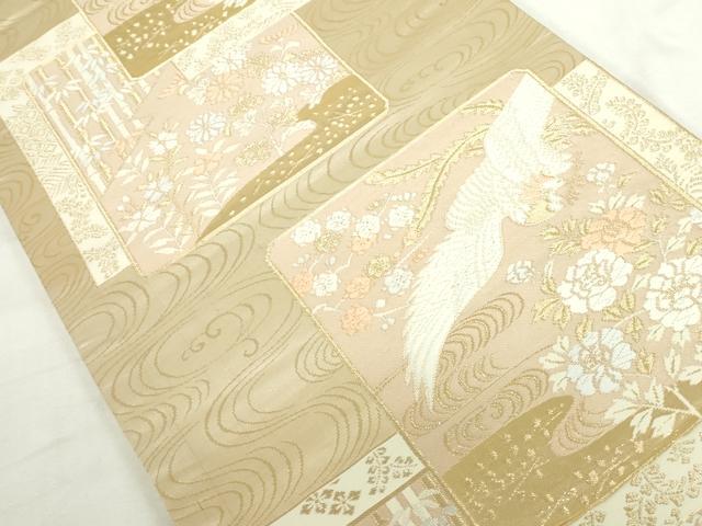 平和屋本店▼六通柄袋帯 唐織 風景色紙花鳥文 純金箔24K 正絹 逸品 DABI5498op