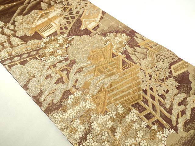 平和屋本店▼全通全景柄袋帯 風景文 24K二重箔 正絹 逸品 DABI5501op