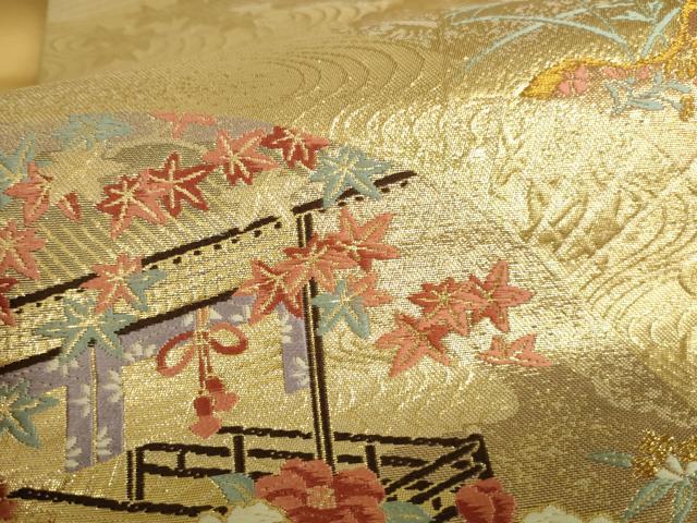 平和屋本店▼六通柄袋帯 唐織 慶祥利休 本金箔 正絹 逸品 DABI5503op