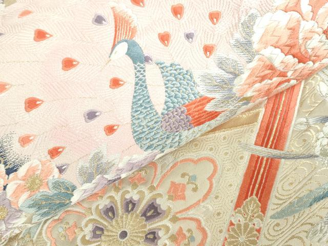 平和屋本店▼六通柄袋帯 唐織 孔雀華美 九百錦純金箔 正絹 逸品 DABI5510op