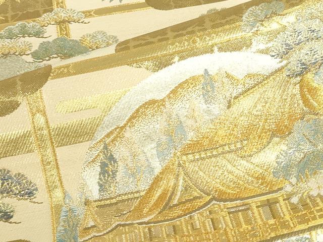 平和屋本店▼六通柄袋帯 風景花文 紹彩錦 本金箔 正絹 逸品 DABI5515op