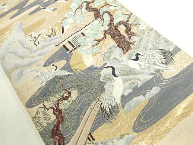 平和屋本店▼六通柄袋帯 唐織 九百錦 飛鶴風景花文 純金箔 正絹 逸品 DABI5519op