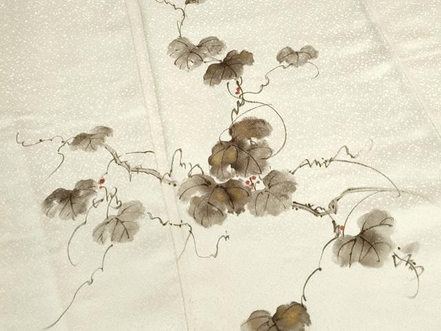 平和屋着物▼訪問着 作家物 手描き 南天蔦の葉文 金彩 正絹 逸品 DABI5527op
