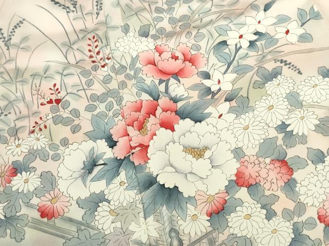 平和屋着物▼訪問着 花車文 暈し染め 正絹 逸品 DABI5539op