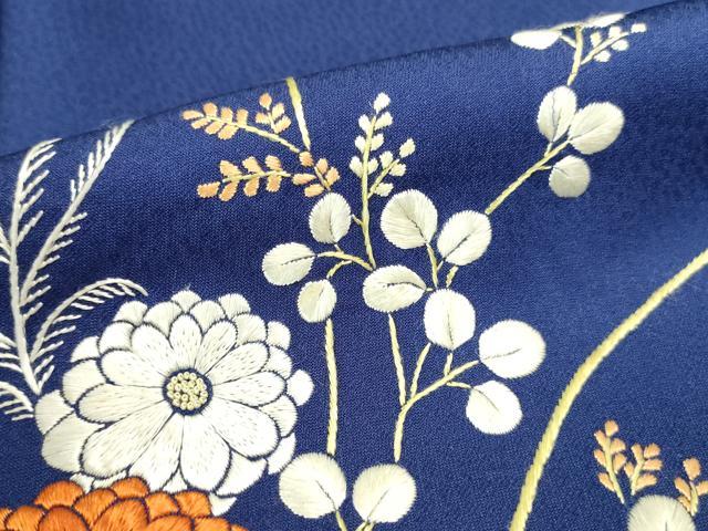 平和屋着物▼訪問着 総刺繍 草花 金糸 正絹 逸品 DABI5540op