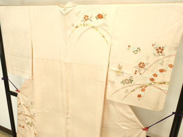 平和屋着物●銀座きしや 訪問着 駒刺繍 芝花文 金彩 正絹 逸品 DABI5564op