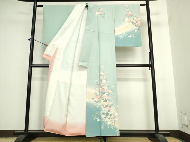 平和屋着物●十日町友禅 女流作家 遠田藤舟 訪問着 草花 暈し染め 正絹 逸品 未使用 DABI5566op