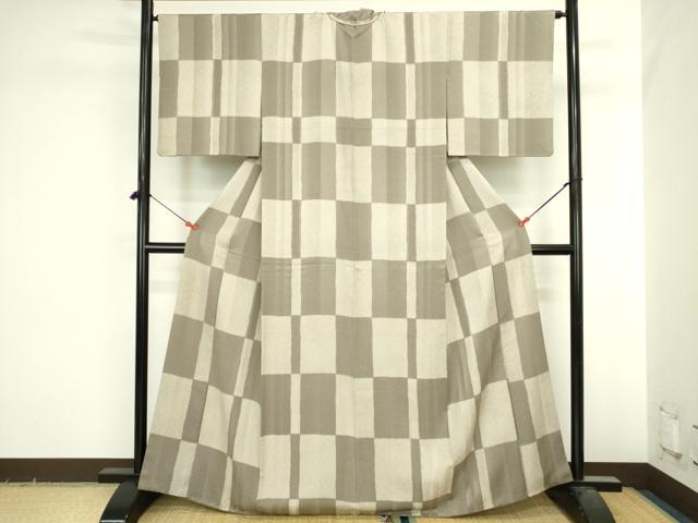平和屋着物●上質な小紋 市松 正絹 逸品 DABI5587op