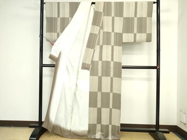 平和屋着物●上質な小紋 市松 正絹 逸品 DABI5587op